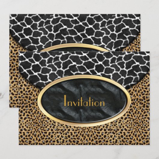 Uitnodiging zwarte witte Koe Ruw (Voorkant / Achterkant)