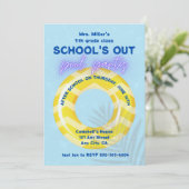 Uitnodiging zwembadfeest | Gele vlot (Staand voorkant)