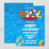 Uitnodiging zwembadfeest, zomerfeest (Voorkant / Achterkant)