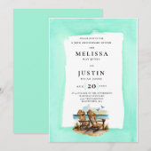 UitnodigingEenvoudige trouwverjaardag strand cha Kaart (Voorkant / Achterkant)