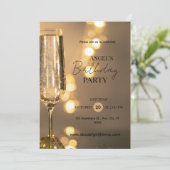 UitnodigingElegant verjaardagsfeest met champagne Kaart (Staand voorkant)