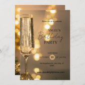 UitnodigingElegant verjaardagsfeest met champagne Kaart (Voorkant / Achterkant)