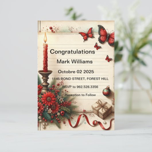 UitnodigingElegante Bloemen Uitnodiging Ontwerp va (Staand voorkant)