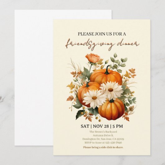 UitnodigingElegante Friendsgiving uitnodiging voor (Voorkant / Achterkant)