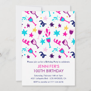 Uitnodigingen 100ste verjaardag Cocktail Modern Ro