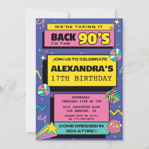 Uitnodigingen 17e verjaardag 90s Party hip hop