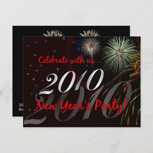 Uitnodigingen 2010 van het nieuwjaarsfeest (Voorkant / Achterkant)
