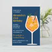 Uitnodigingen 23e verjaardag Cocktail Elegant Navy (Staand voorkant)