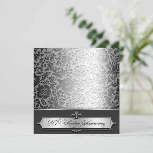 Uitnodigingen 25-jarig huwelijksjubileum chic (Staand voorkant)