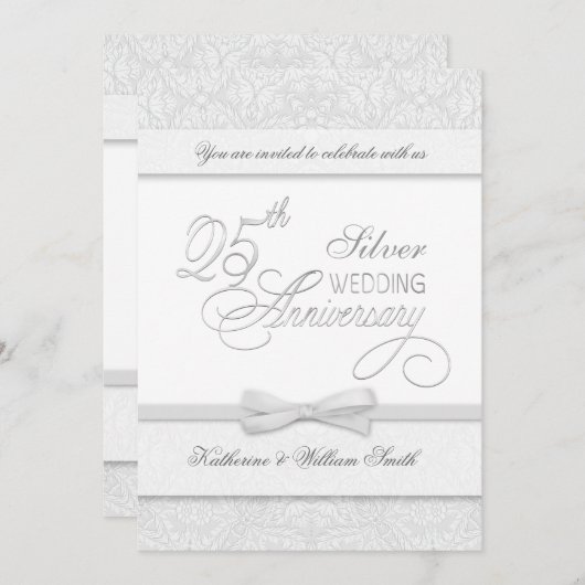 Uitnodigingen 25-jarig jubileum zilveren bruiloft (Voorkant / Achterkant)