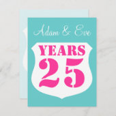 Uitnodigingen 25e bruiloft partij Modern (Voorkant / Achterkant)