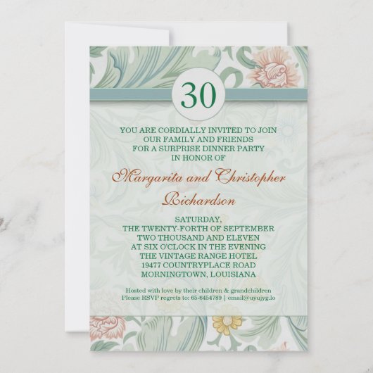 Uitnodigingen 30e trouwdag jubileumfeest (Achterkant)