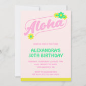 Uitnodigingen 30e verjaardag Tropisch Aloha Roze (Voorkant)