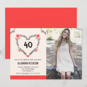 Uitnodigingen 40ste verjaardag bloemhart (Voorkant / Achterkant)