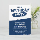 Uitnodigingen 41ste verjaardag Navy Blue Heren Gra (Staand voorkant)