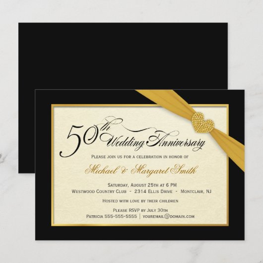 Uitnodigingen 50-jarig huwelijksjubileum (Voorkant / Achterkant)