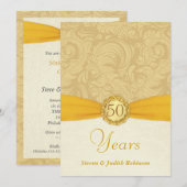 Uitnodigingen 50-jarig jubileum - Gouden monogram (Voorkant / Achterkant)