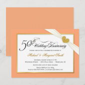 Uitnodigingen 50-jarig jubileum - Koraal en Goud (Voorkant / Achterkant)