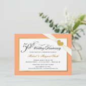 Uitnodigingen 50-jarig jubileum - Koraal en Goud (Staand voorkant)