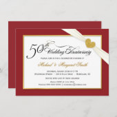 Uitnodigingen 50-jarig jubileum - Rood & Goud (Voorkant / Achterkant)