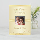 Uitnodigingen 50-jarig jubileumfeest Elegant Goud (Staand voorkant)