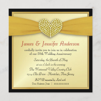 Uitnodigingen 50e verjaardagsfeest Elegant Hart