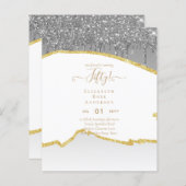 Uitnodigingen 50e verjaardagsfeest Glitters Glamou (Voorkant / Achterkant)