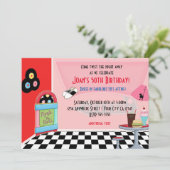 Uitnodigingen 50'er jaren diner Sock Hop-feest (Staand voorkant)