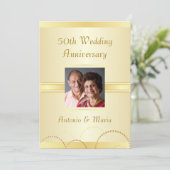 Uitnodigingen 50ste verjaardagsfeest Elegant Goud (Staand voorkant)