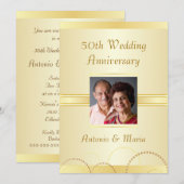 Uitnodigingen 50ste verjaardagsfeest Elegant Goud (Voorkant / Achterkant)