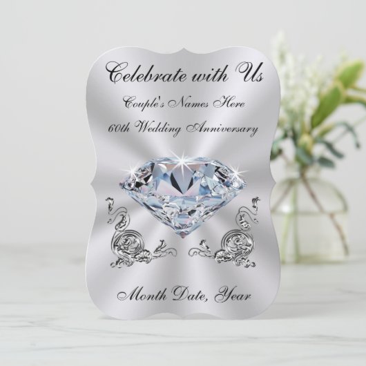 Uitnodigingen 60-jarig jubileum, sjabloon of gedru (Staand voorkant)