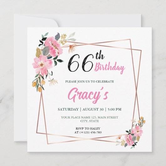 Uitnodigingen 66e verjaardag (Voorkant)