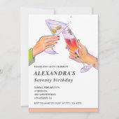 Uitnodigingen 70ste verjaardag Cocktail Party Chic (Voorkant)