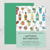 Uitnodigingen 80ste verjaardag Cocktail Modern (Voorkant / Achterkant)