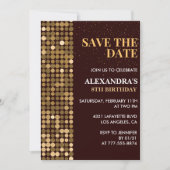 Uitnodigingen 8e verjaardag Save the date Goud (Voorkant)