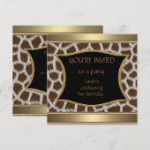 Uitnodigingen Aankondigingen Giraffe Goud (Voorkant / Achterkant)