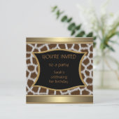 Uitnodigingen Aankondigingen Giraffe Goud (Staand voorkant)