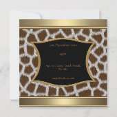 Uitnodigingen Aankondigingen Giraffe Goud (Achterkant)