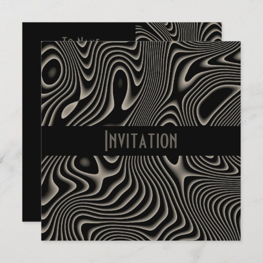 Uitnodigingen Abstract afdrukken in zwarte en witt (Voorkant / Achterkant)