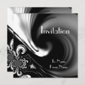 Uitnodigingen Abstract metaal 2 in zwart-wit stijl (Voorkant / Achterkant)