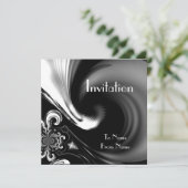 Uitnodigingen Abstract metaal 2 in zwart-wit stijl (Staand voorkant)