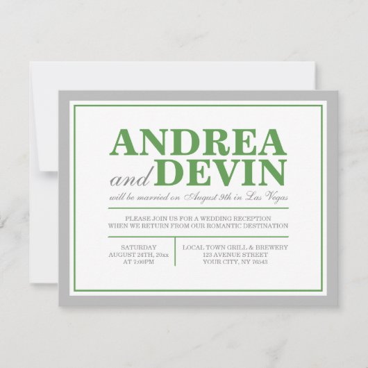 Uitnodigingen alleen voor Gray & Green bruiloftsre (Voorkant)