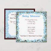 Uitnodigingen Baby Boy Baby shower Blue Brown-kaar (Voorkant / Achterkant)