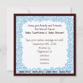 Uitnodigingen Baby Boy Baby shower Blue Brown-kaar (Achterkant)