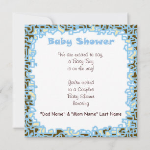 Uitnodigingen Baby Boy Baby shower Blue Brown-kaar
