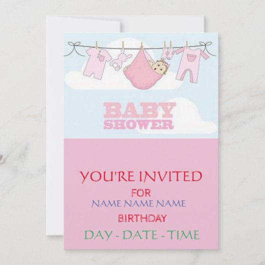 UITNODIGINGEN BABY SHOWER (Voorkant)
