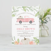 Uitnodigingen BABYSHOWER Kleine POMPOEN MEISJE (Staand voorkant)