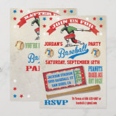 Uitnodigingen Baseball-verjaardagsfeest (Voorkant / Achterkant)