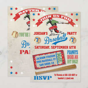 Uitnodigingen  Baseball-verjaardagsfeest