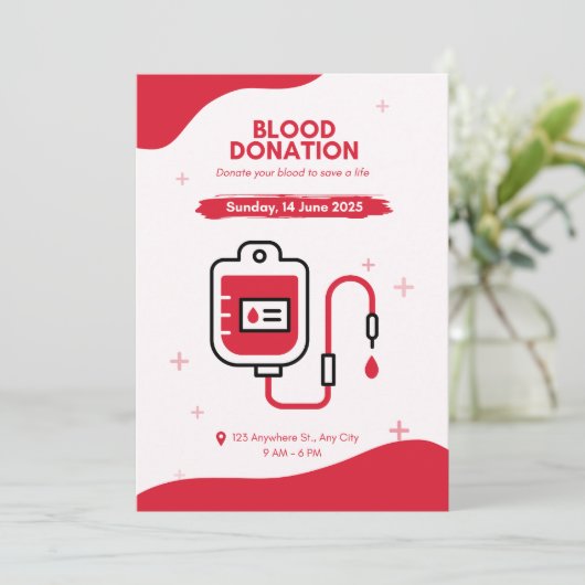 Uitnodigingen Bloeddonordag (Staand voorkant)